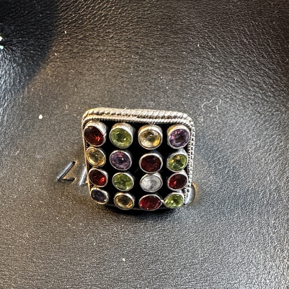 Multicolor Gemstone Silver Ring